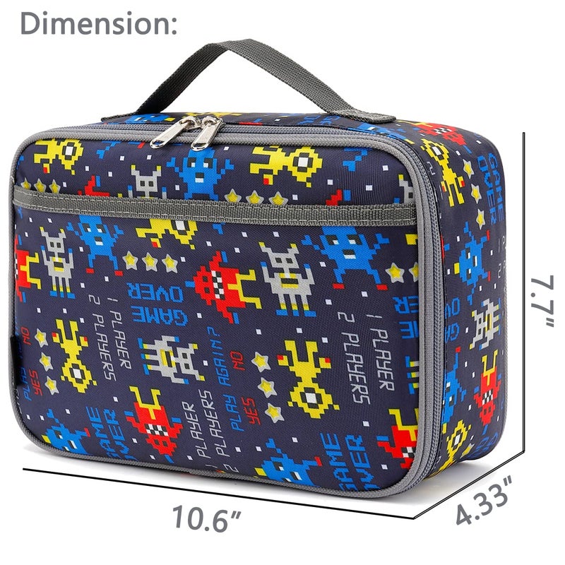 FlowFly Kids Lunch box Insulated Soft Bag Mini Cooler Back to School Thermal Meal Tote Kit for Girls, Boys, Robot - Image 3